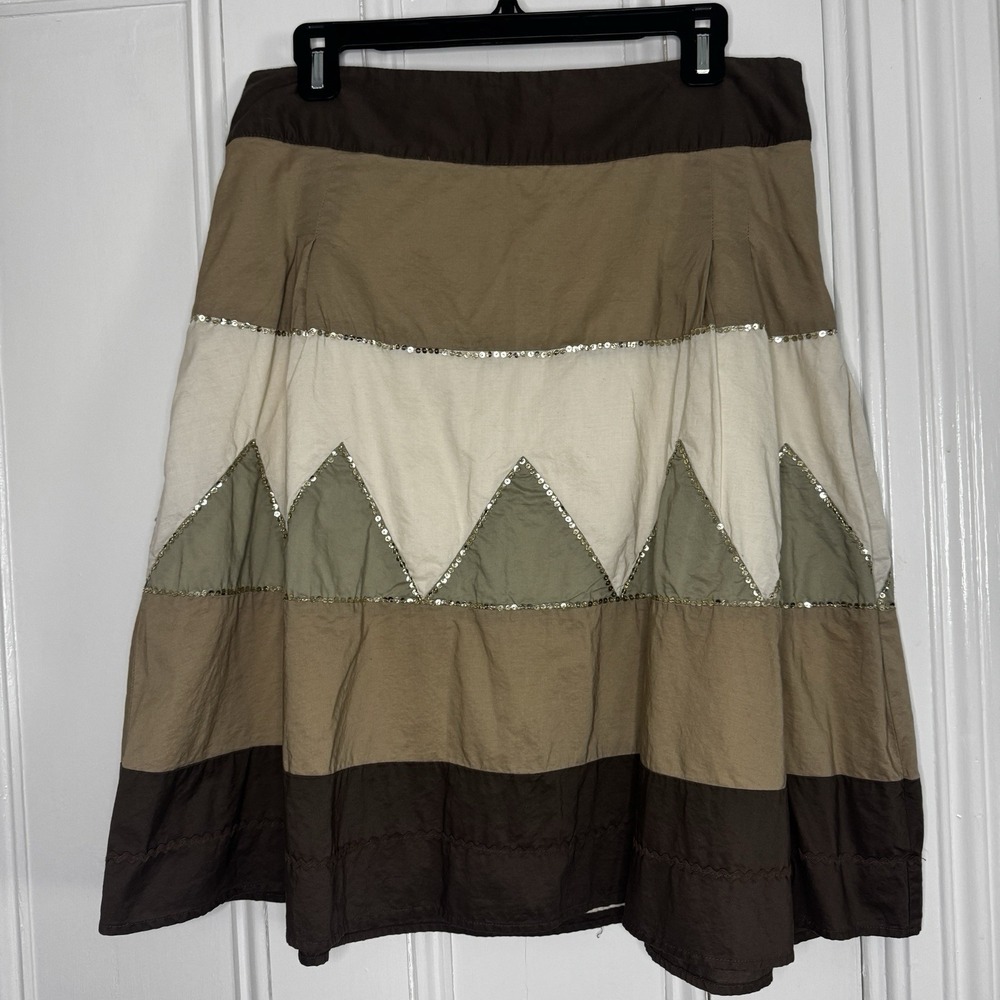 Brown Vintage Y2K‎ Boho Skirt With Sequin Details Size 10